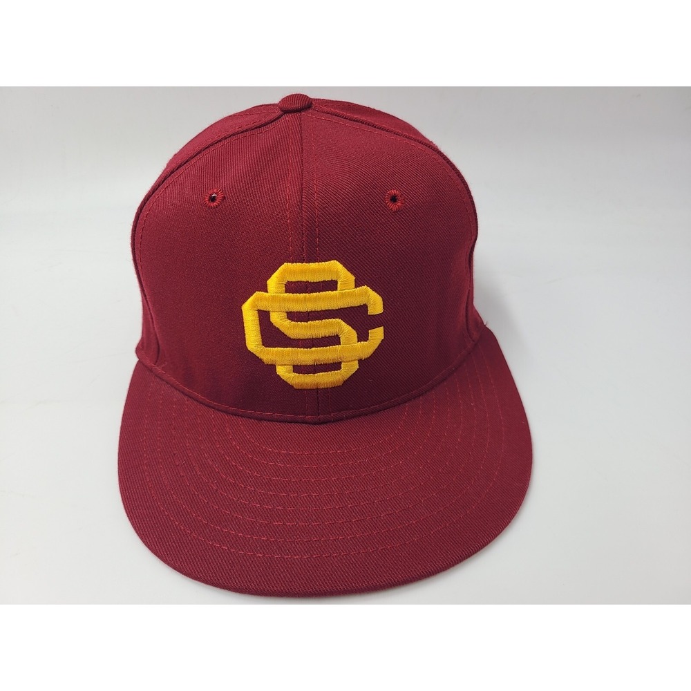 Vintage USC Trojans Pro Line Pro Model Fitted 6 7/8 Hat Cap Men Women NCAA‎ Red